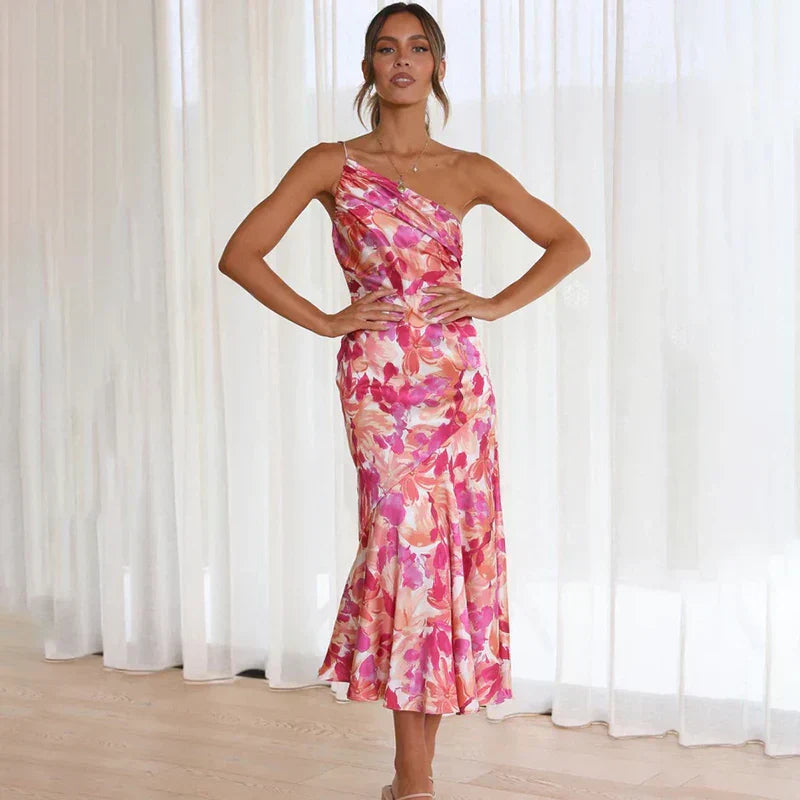 The dress with the off-the-shoulder design