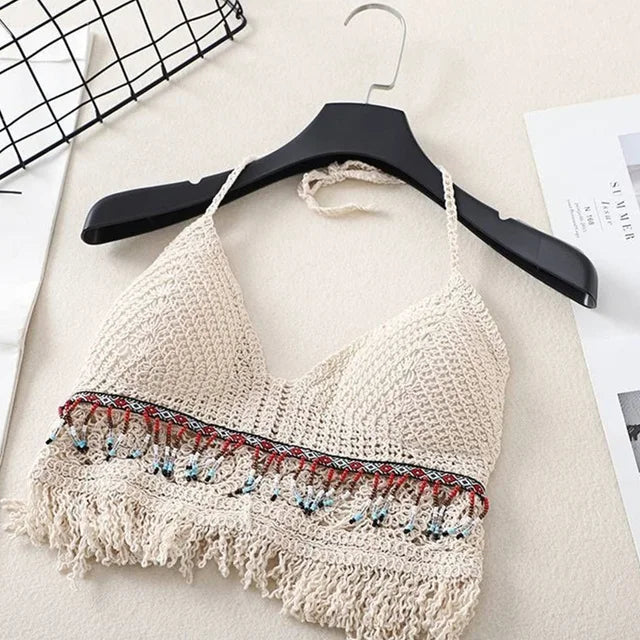 Valenzora | Crochet Boho Style Bikini Bra with Tassel