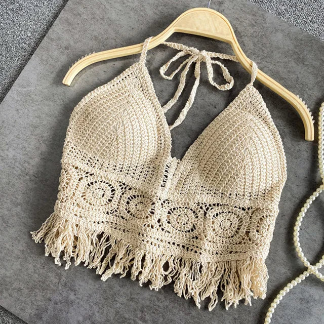 Valenzora | Crochet Boho Style Bikini Bra with Tassel