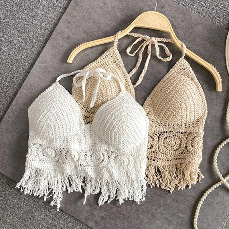Valenzora | Crochet Boho Style Bikini Bra with Tassel