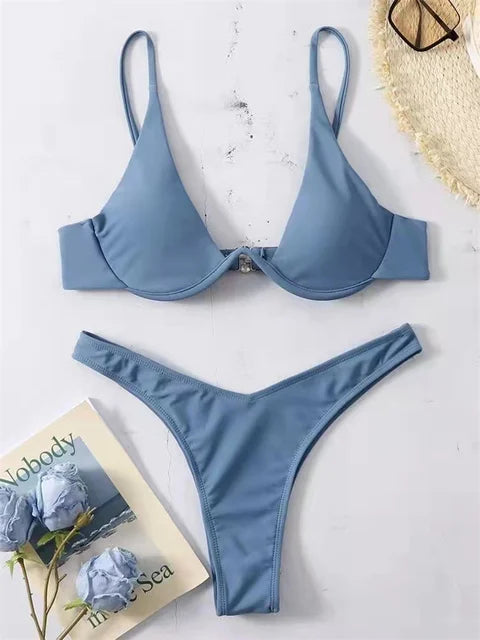 Valenzora – Underwire Bikini Set: Push-up Bra and Thong Swimwear for Women