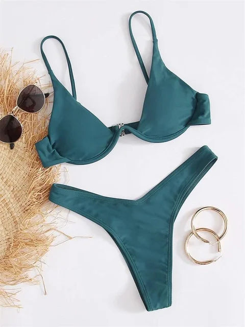 Valenzora – Underwire Bikini Set: Push-up Bra and Thong Swimwear for Women