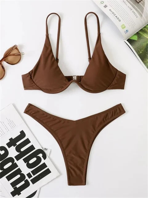 Valenzora – Underwire Bikini Set: Push-up Bra and Thong Swimwear for Women