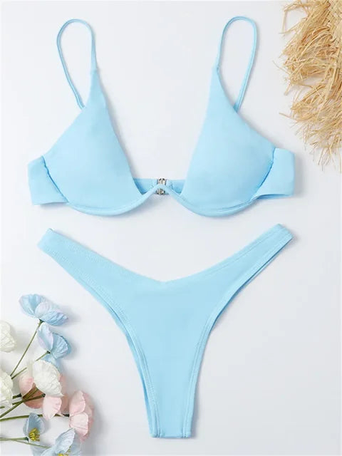 Valenzora – Underwire Bikini Set: Push-up Bra and Thong Swimwear for Women