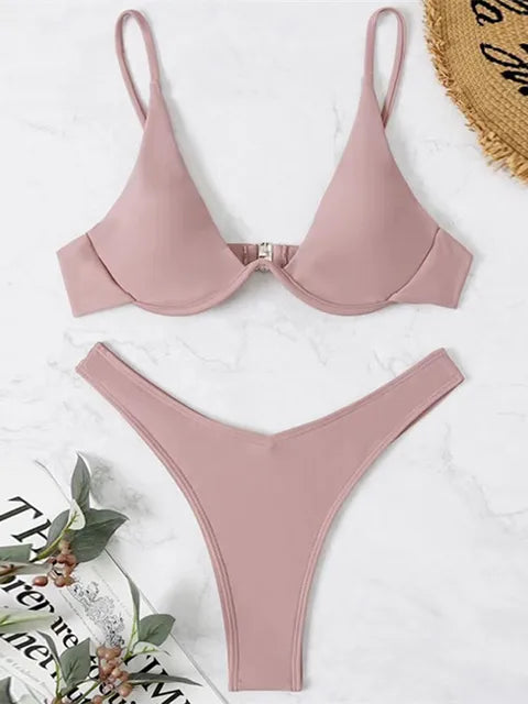 Valenzora – Underwire Bikini Set: Push-up Bra and Thong Swimwear for Women