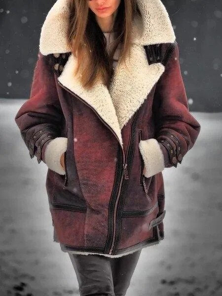 Valenzora - Suede Sherpa Jacket for Women
