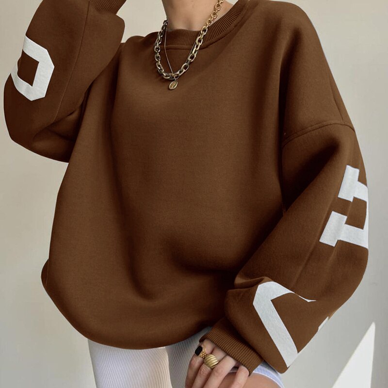 Valenzora Langarm-Oberteile O-Ausschnitt Hoodies