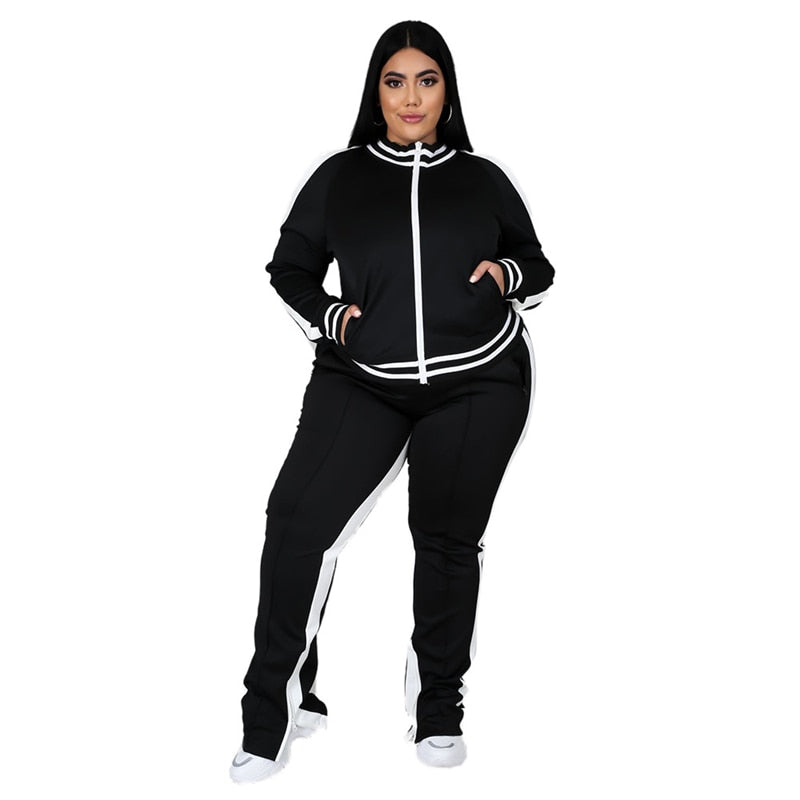 Valenzora Cozy Complete Outfit: Plus-Size Sweatshirt and Jogging Pants Set