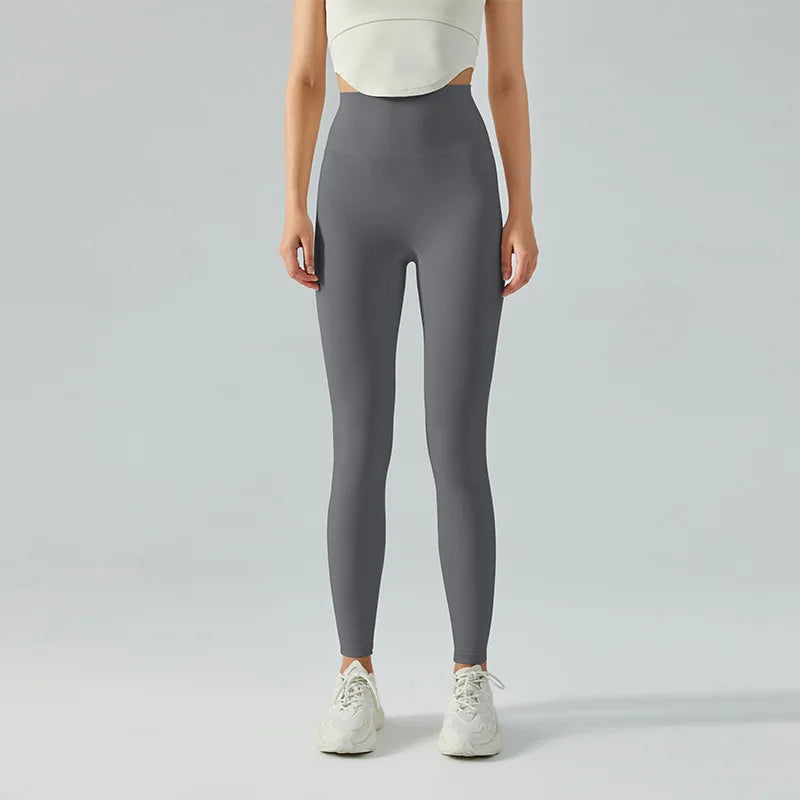 Valenzora | Emily Sportswear Naked High-Waisted Tight Yoga Pants Double-Sided Brushed Peach Butt-Lifting Running Sports Fitness Leggings