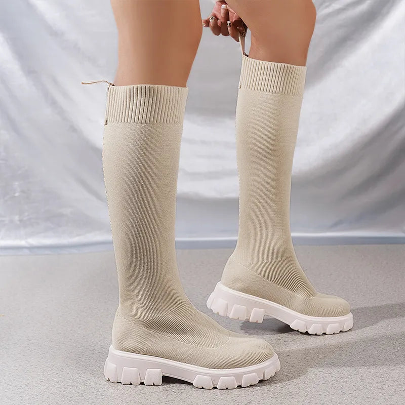 Ankle-high stretch sock boots