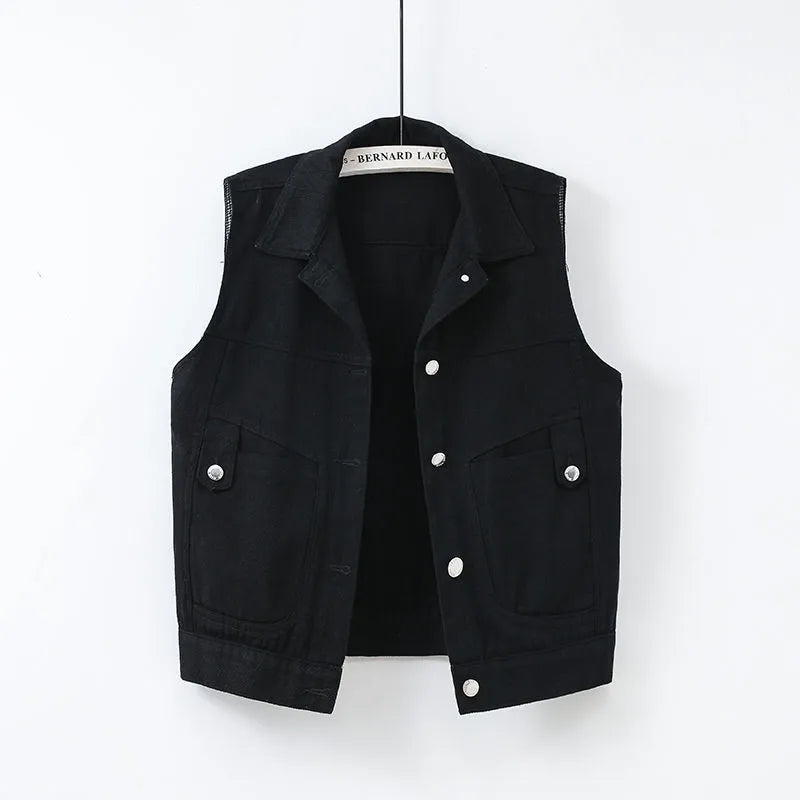 Valenzora | Casual denim vest with pocket detail