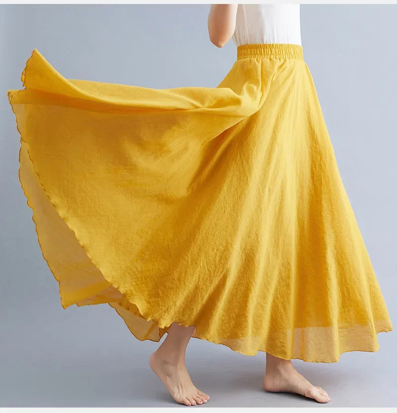 Valenzora | Fashion Baumwolle Leinen Kleidung Damenröcke Maxi Y2K Elegante Strand Saia Ropa Mujer Freizeitkleid Boho Lange Röcke Faldas Harajuku