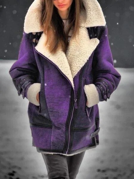 Valenzora - Suede Sherpa Jacket for Women