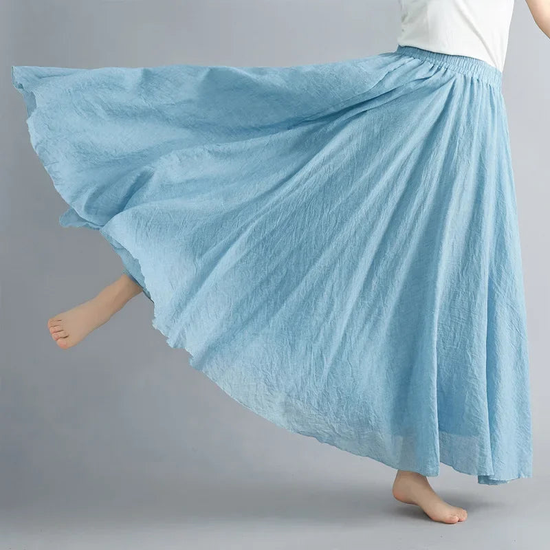Valenzora | Fashion Baumwolle Leinen Kleidung Damenröcke Maxi Y2K Elegante Strand Saia Ropa Mujer Freizeitkleid Boho Lange Röcke Faldas Harajuku