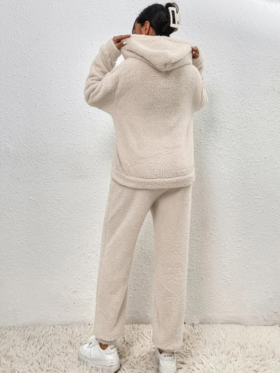 Valenzora | Teddy-Loungekleidung mit Kapuze für Damen