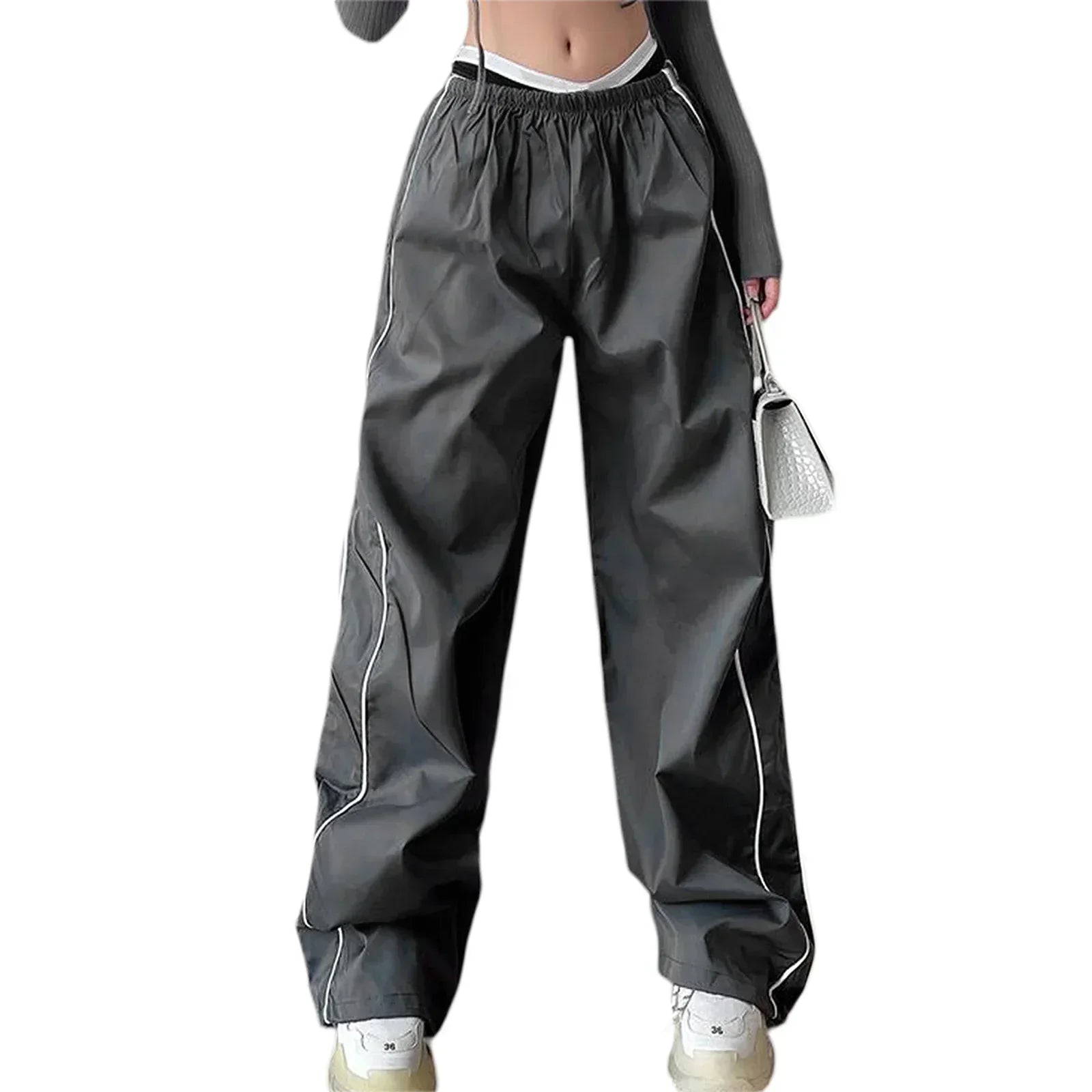 Valenzora | Damen Y2K Cargohose mit elastischem Bund, locker sitzende, unifarbene Jogginghose, Trainingshose mit Taschen, Streetwear