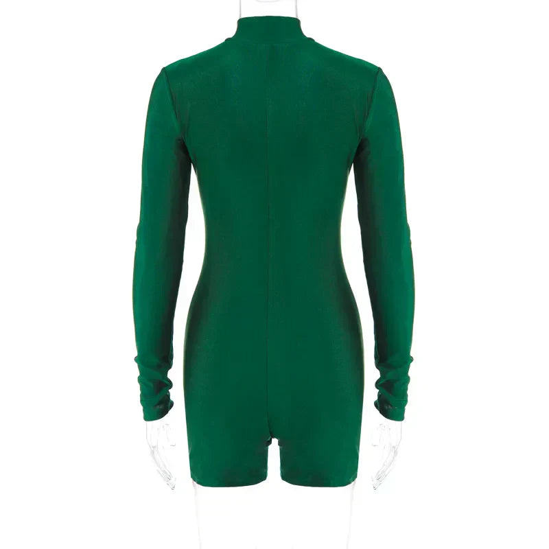 Valenzora | Smooth emerald bodysuit with full-length zipper