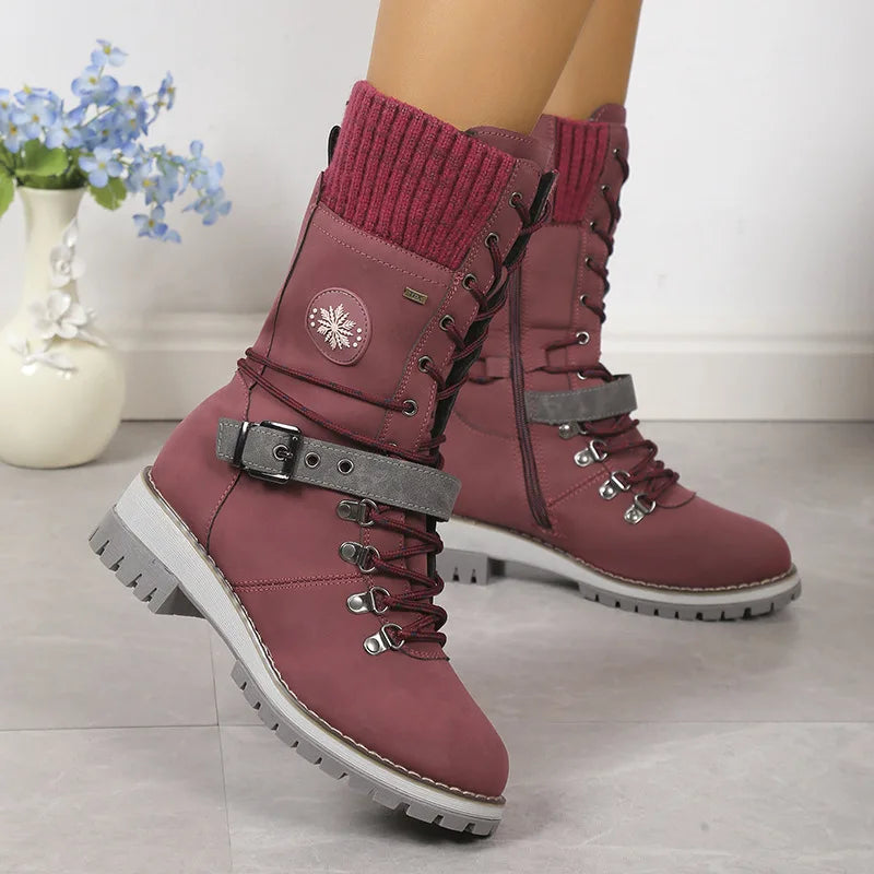 Valenzora | Fashionable lace-up boots with platform and thick sole