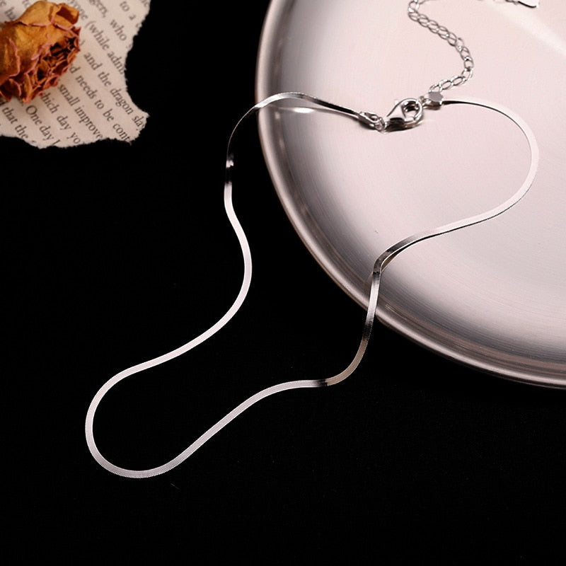 Valenzora Elegant Sterling Silver Snakebone Necklace | Women's Clavicle Chain Necklace