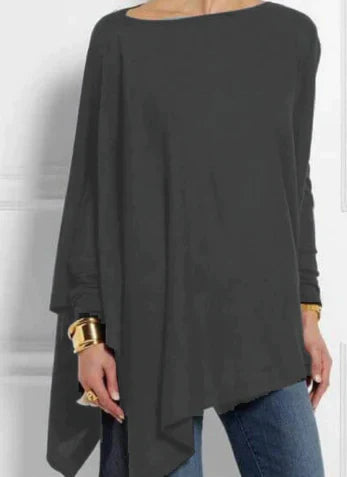 Valenzora | Elegant cashmere blend poncho with an asymmetrical cut