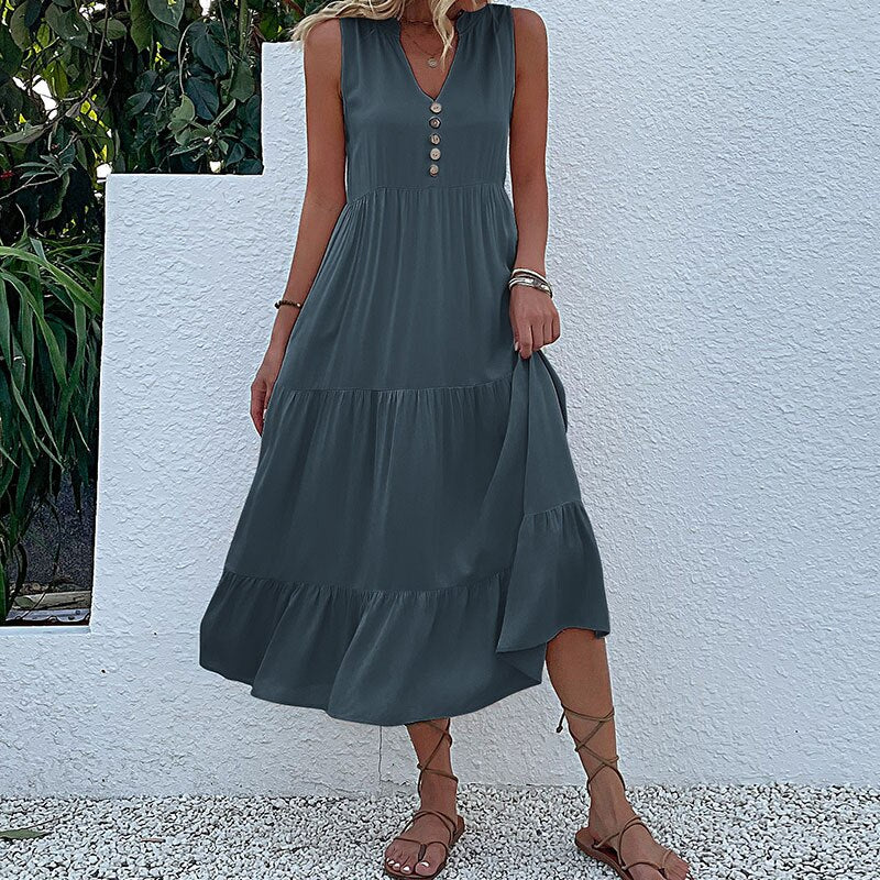 Valenzora | Midikleid Bleiben Sie bequem mit unserem locker geschnittenen Midikleid, perfekt für jeden Anlass