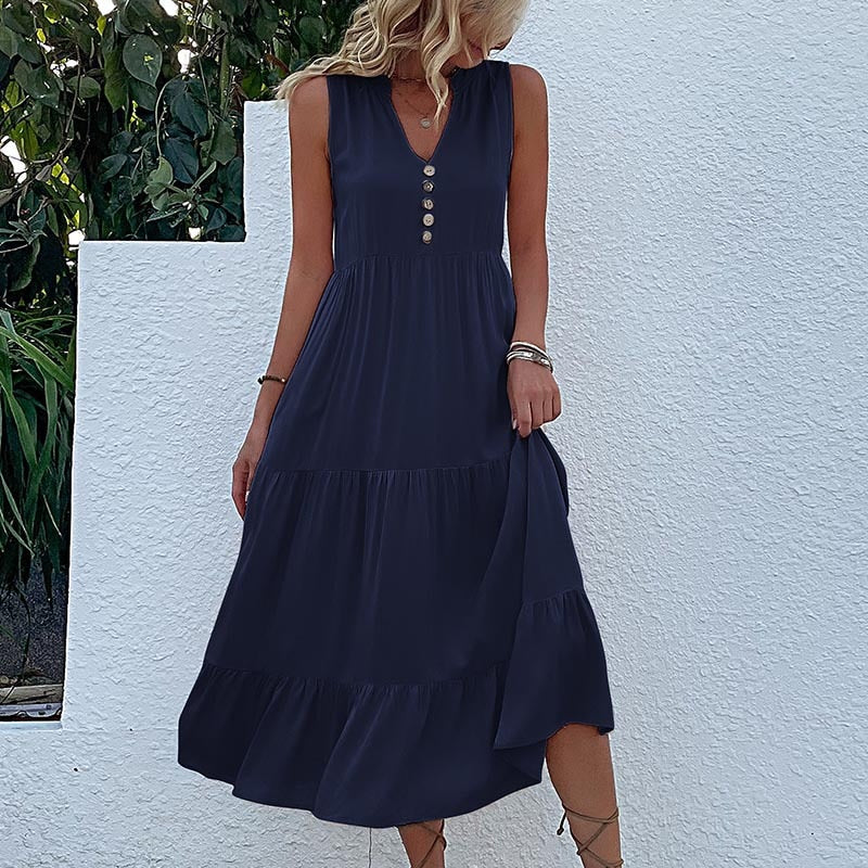 Valenzora | Midikleid Bleiben Sie bequem mit unserem locker geschnittenen Midikleid, perfekt für jeden Anlass
