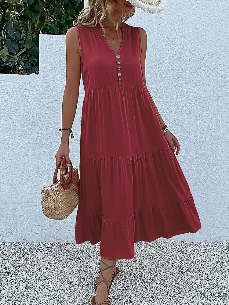 Valenzora | Midikleid Bleiben Sie bequem mit unserem locker geschnittenen Midikleid, perfekt für jeden Anlass