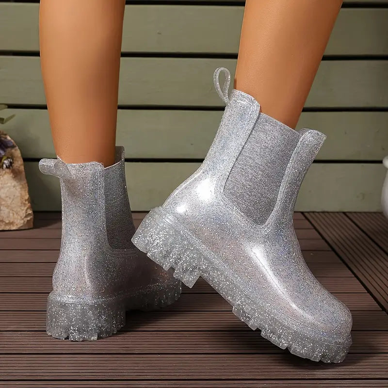 Valenzora | Ankle boots - sustainable women's glitter rain boots