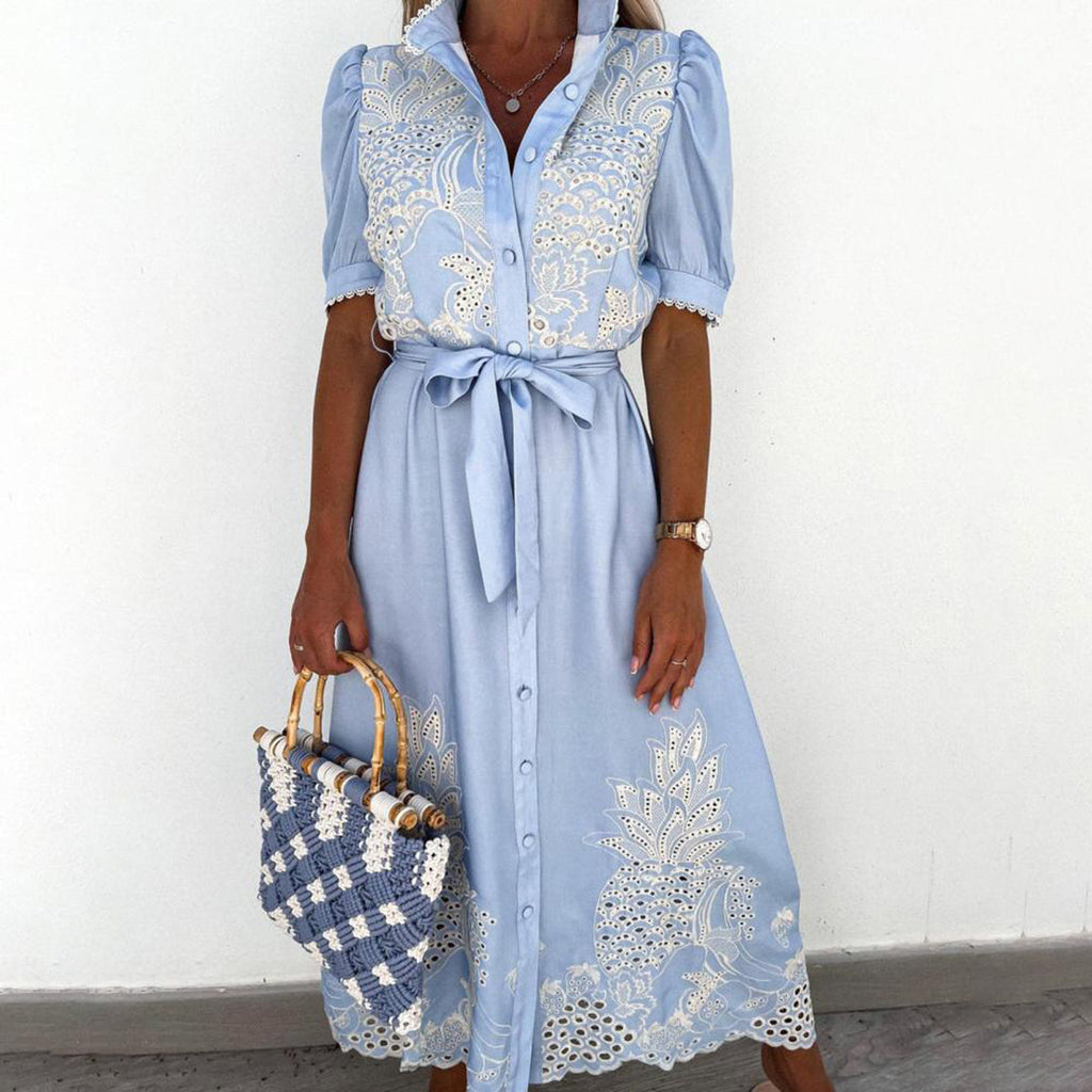 Valenzora - Elegantes besticktes Sommerkleid