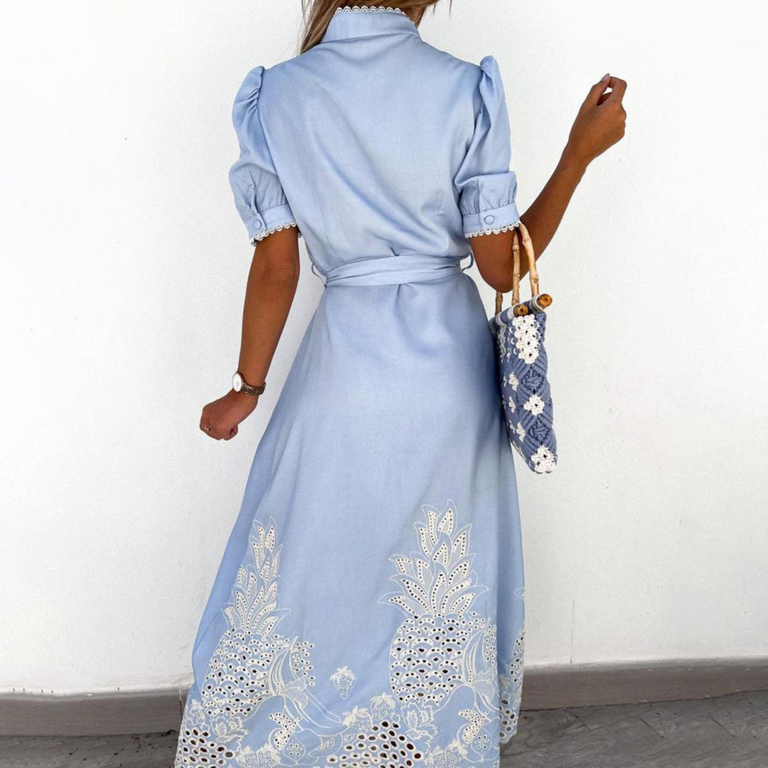 Valenzora - Elegantes besticktes Sommerkleid