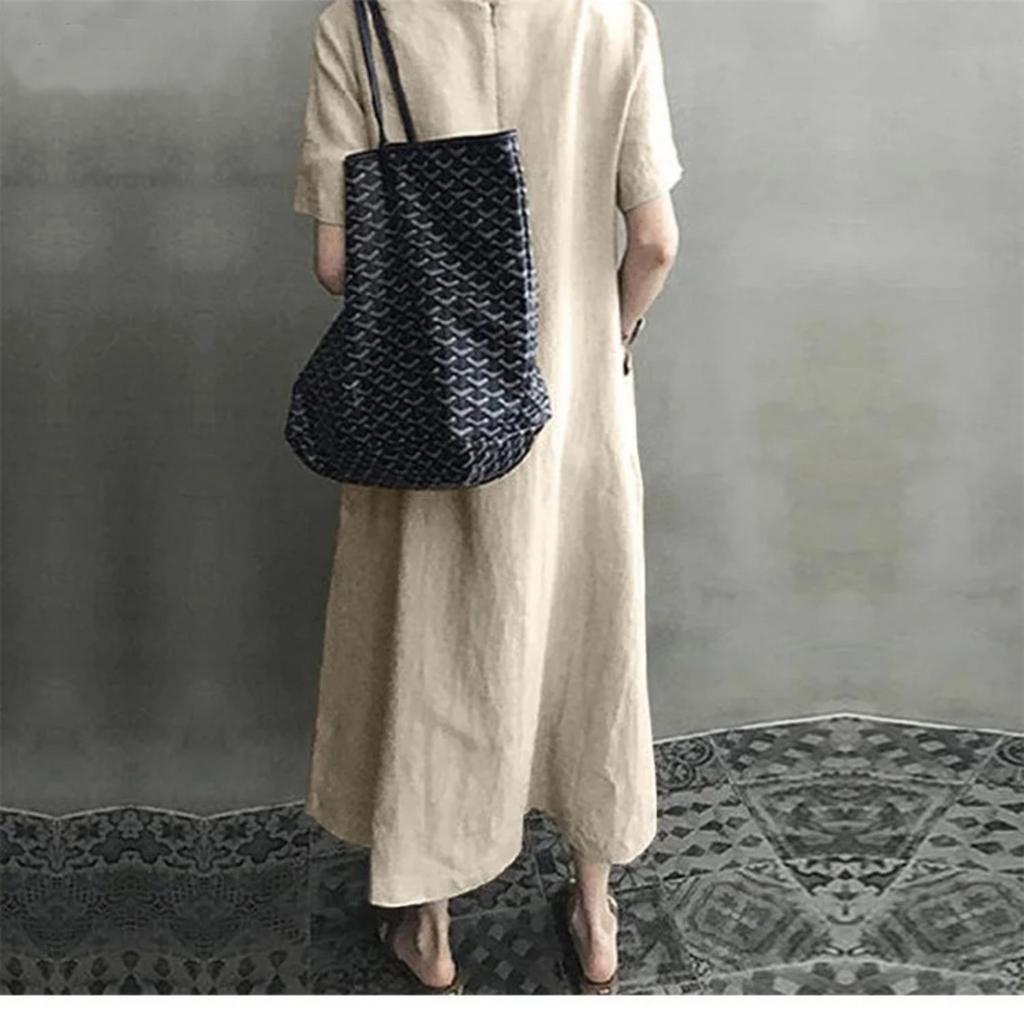 Valenzora | Schlankes, bequemes Leinenkleid mit V-Ausschnitt