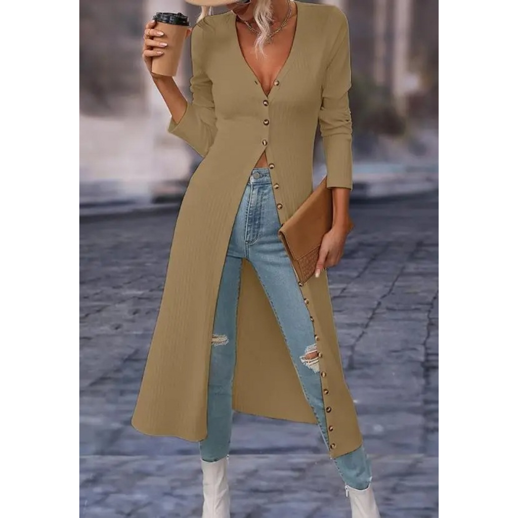 Valenzora | Fit V-neck With button Long summer jacket
