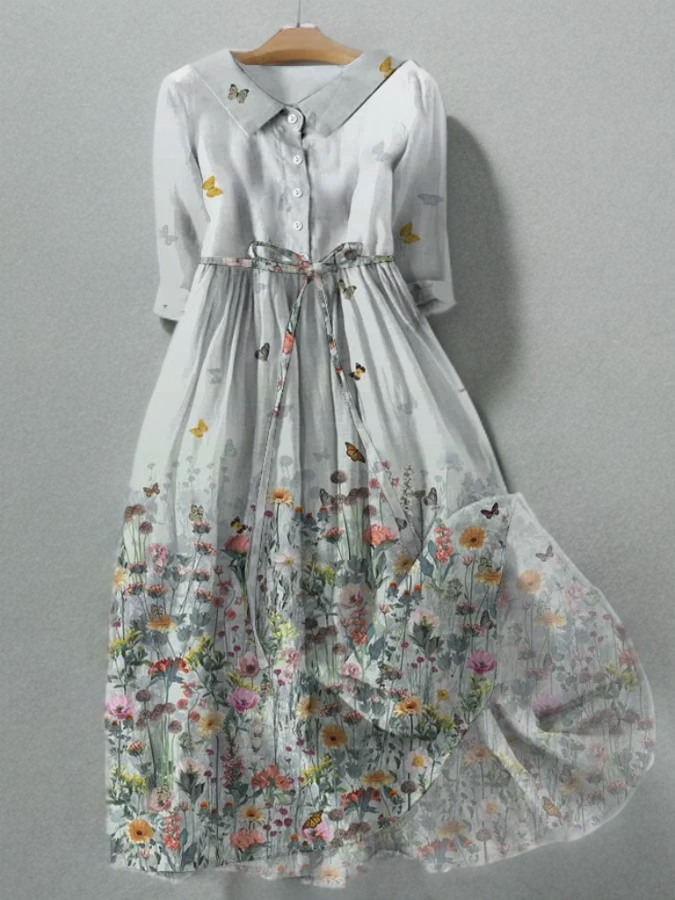 Valenzora | Vintage style pocket dress with flowers