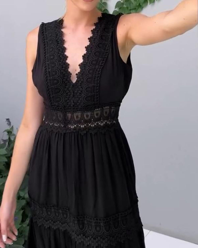 Valenzora | Sleeveless Lace Midi Dress for Women