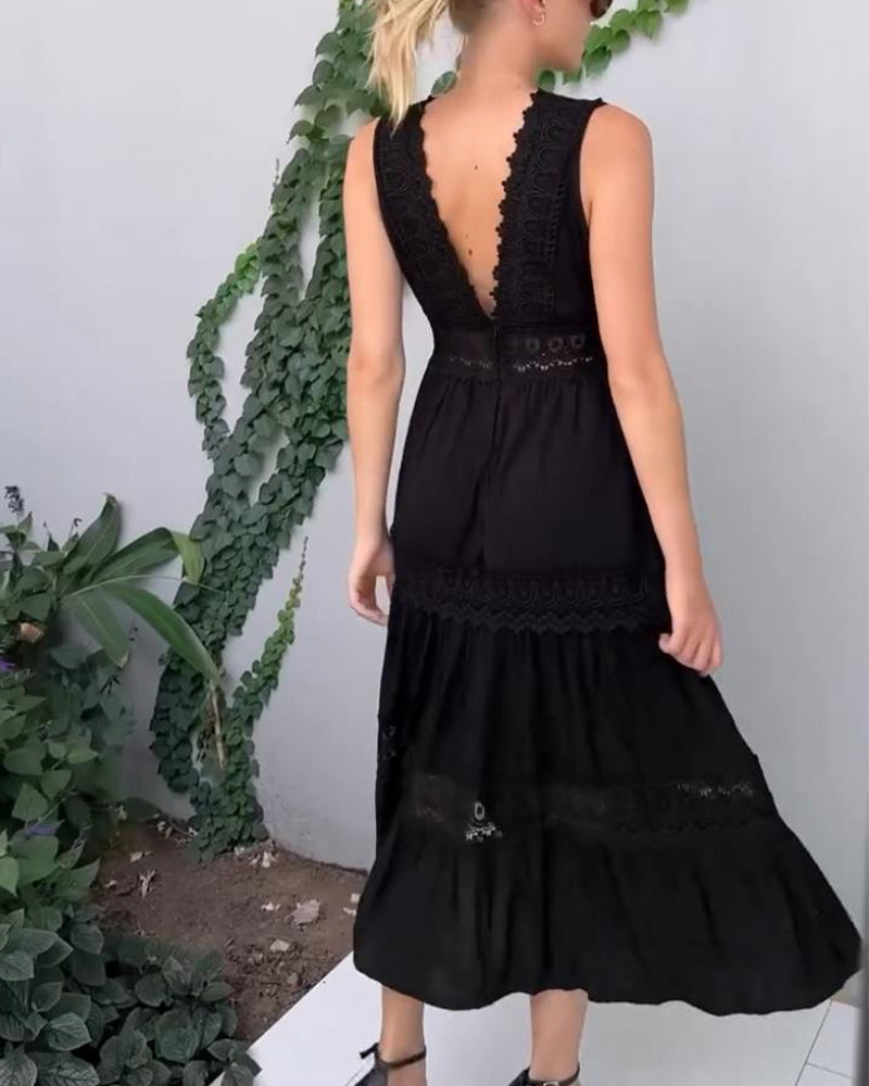 Valenzora | Sleeveless Lace Midi Dress for Women