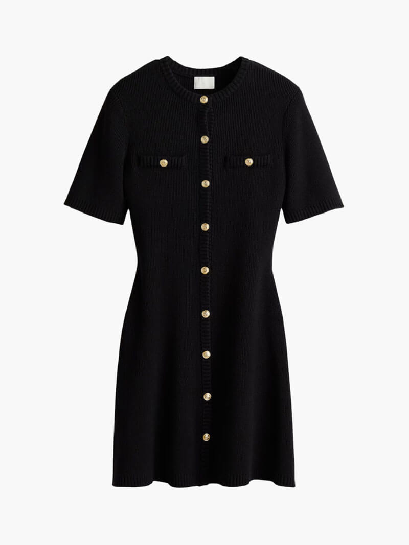 Valenzora | Ribbed knit dress with buttons and chest pockets
