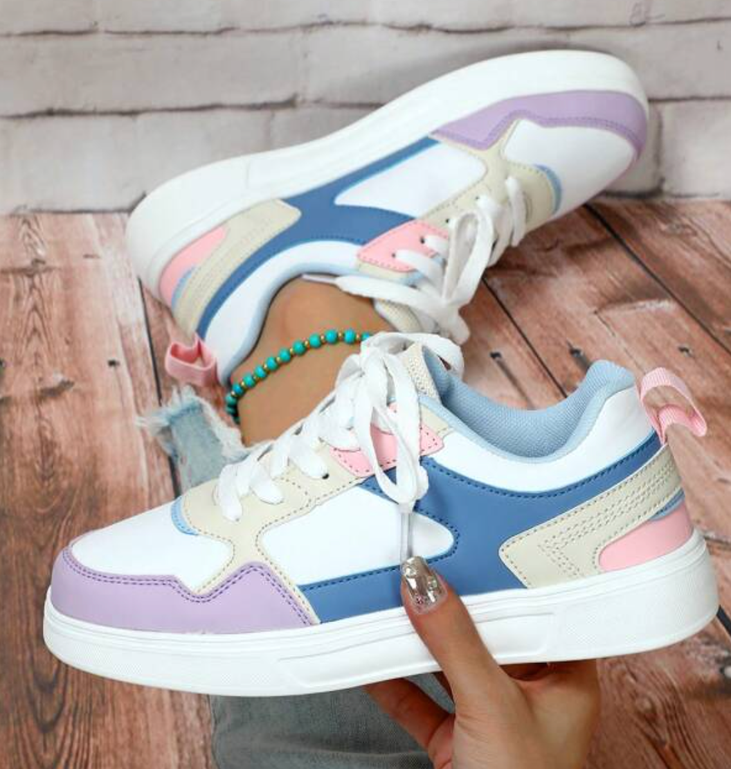 Valenzora | Pastellfarbene Colorblock-Sneaker mit klobiger Sohle für Damen