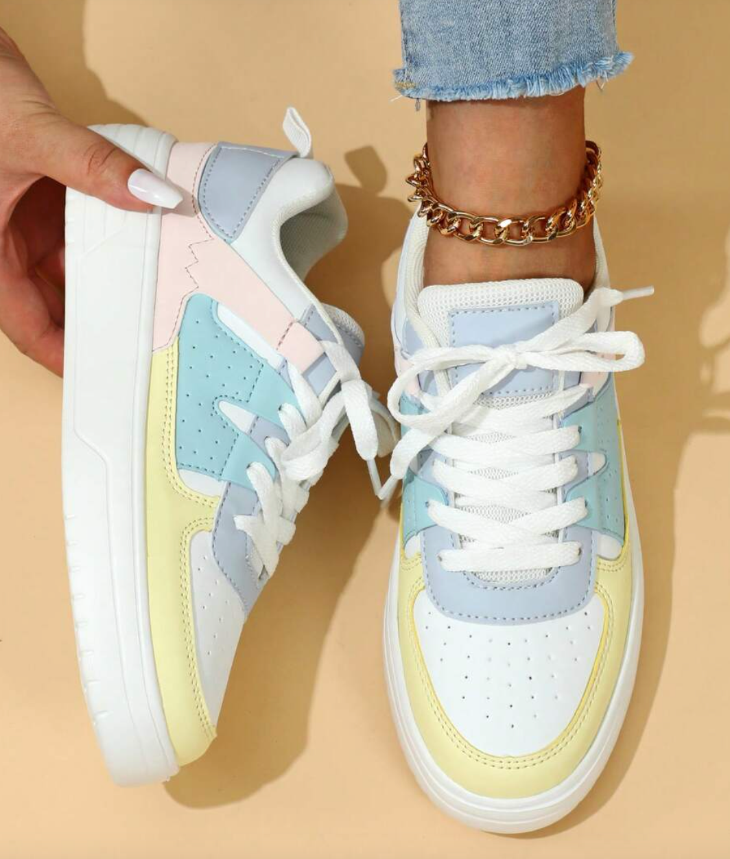 Valenzora | Pastellfarbene Colorblock-Sneaker mit klobiger Sohle für Damen