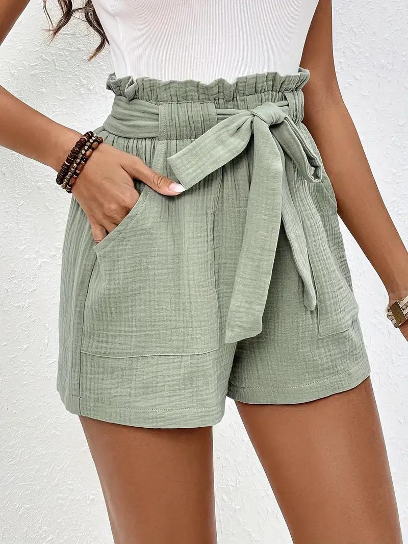 Valenzora | Shorts with belt, loose fit, high-waisted shorts, mini shorts