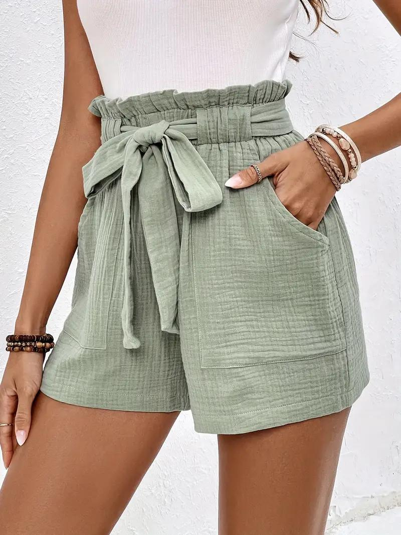 Valenzora | Shorts with belt, loose fit, high-waisted shorts, mini shorts