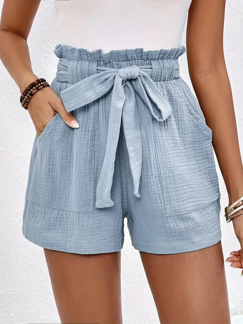 Valenzora | Shorts with belt, loose fit, high-waisted shorts, mini shorts