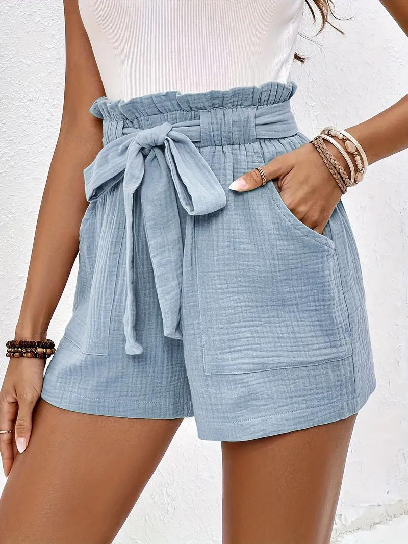 Valenzora | Shorts mit Gürtel, locker geschnitten, High-Waist-Shorts, Mini-Shorts