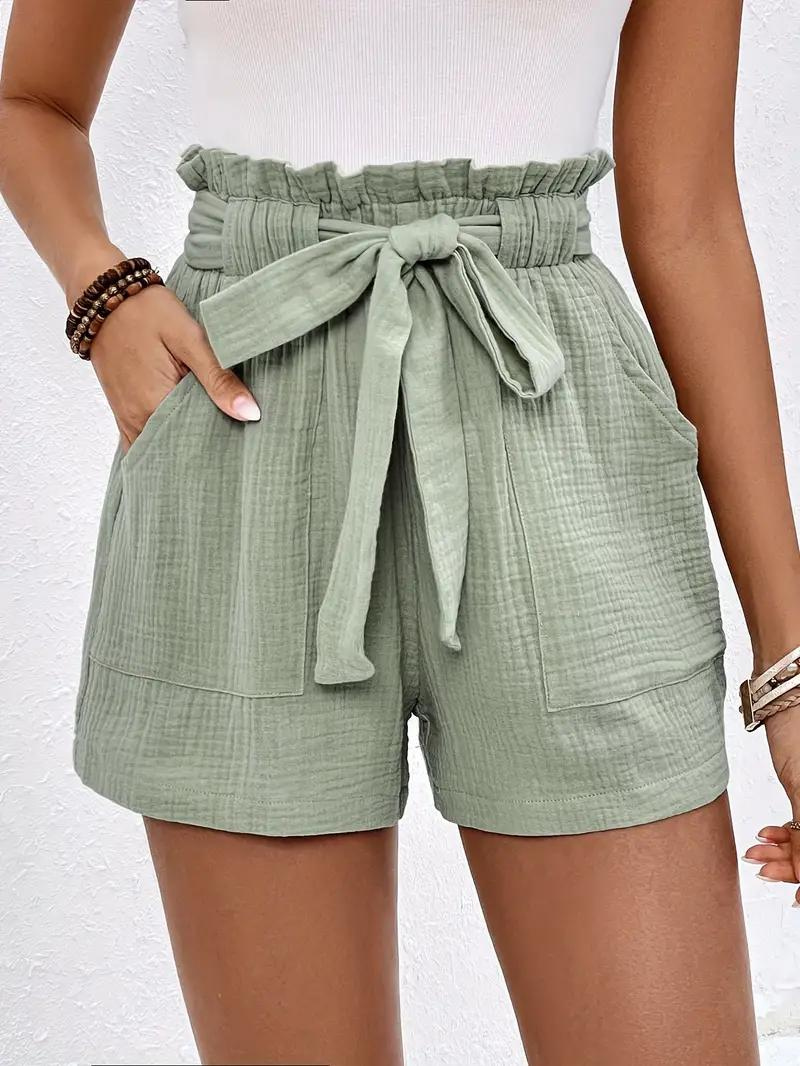 Valenzora | Shorts mit Gürtel, locker geschnitten, High-Waist-Shorts, Mini-Shorts