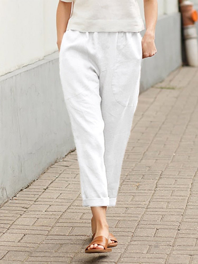 Valenzora | Loose Fit Linen Trousers with Pockets Women's Clothing