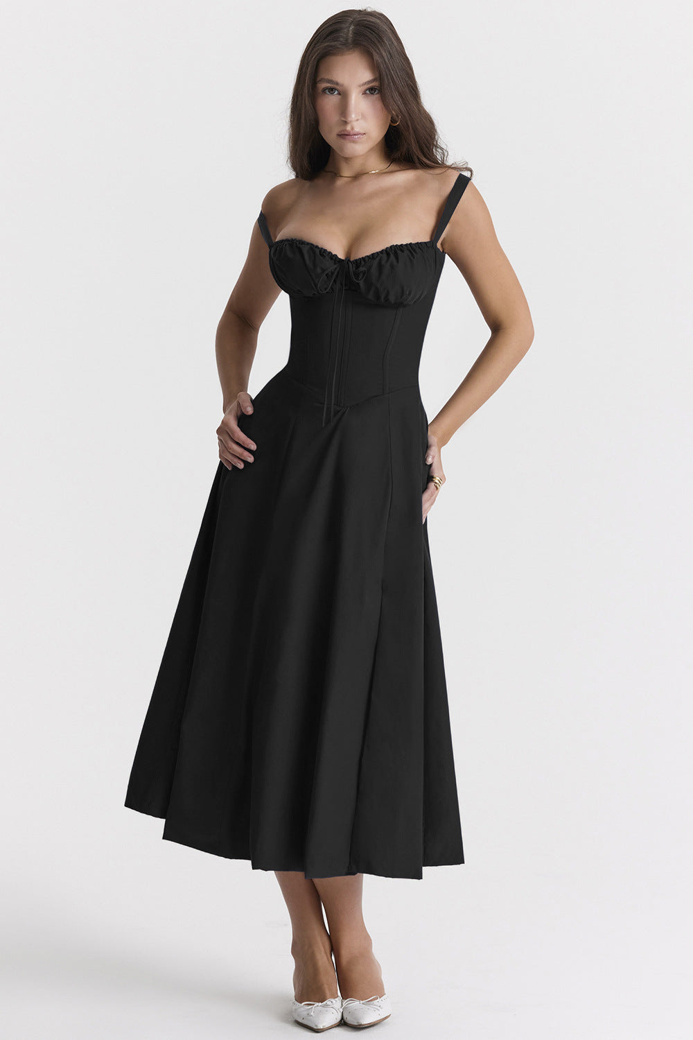 Valenzora | Sleeveless back tie midi dress sun dress