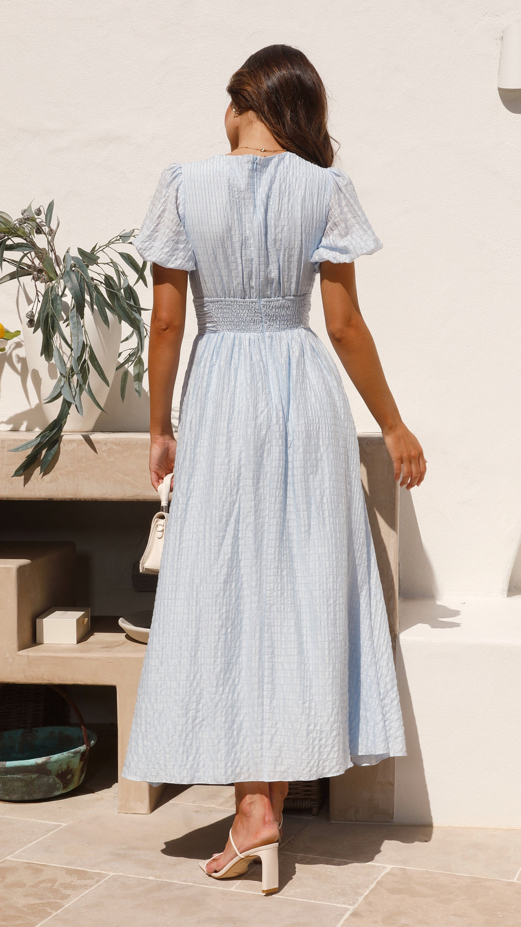 Valenzora | V-neck puff sleeve maxi dress summer dresses