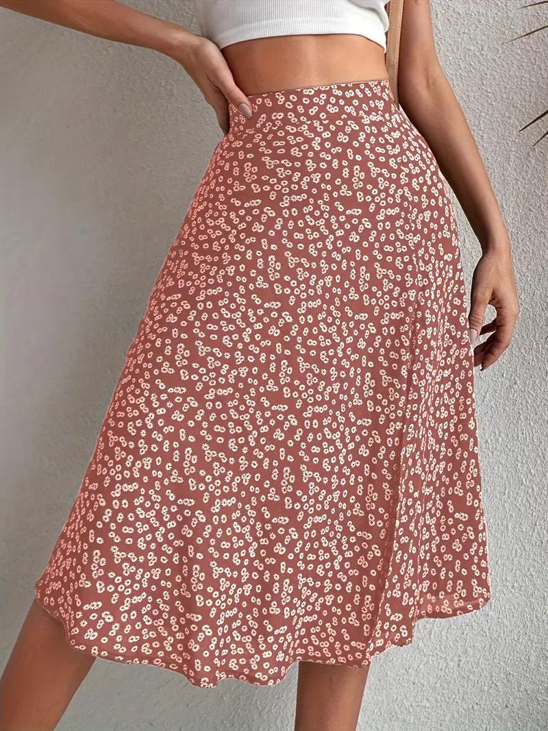 Valenzora | Summer skirt, floral, split, midi skirt, high-waisted skirt
