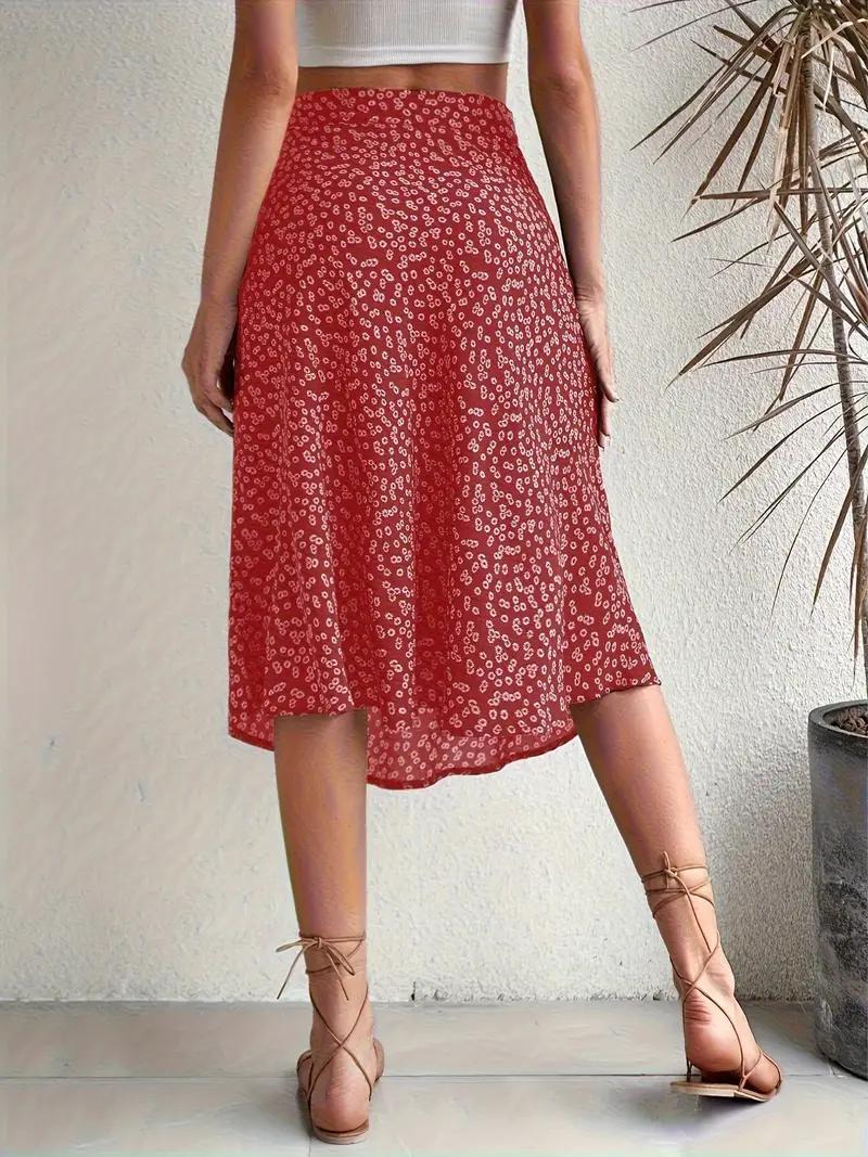 Valenzora | Summer skirt, floral, split, midi skirt, high-waisted skirt