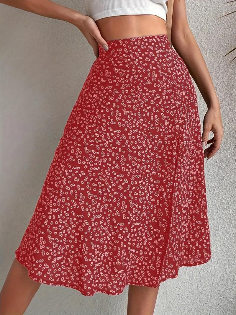 Valenzora | Summer skirt, floral, split, midi skirt, high-waisted skirt