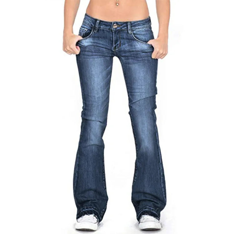 Valenzora - Women's Low Rise Flared Jeans: Casual Vintage Skinny Bell Bottom Jeans